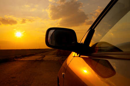 Car detail in the sunsetの写真素材