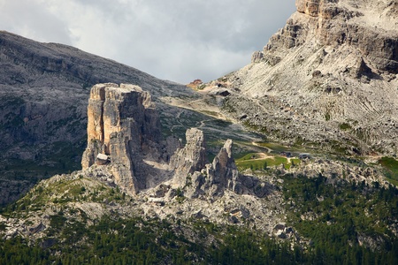 Rock formations in the Dolomites (Cinque Torri)の写真素材