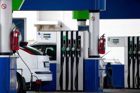 Fuel station for refilling carsの写真素材