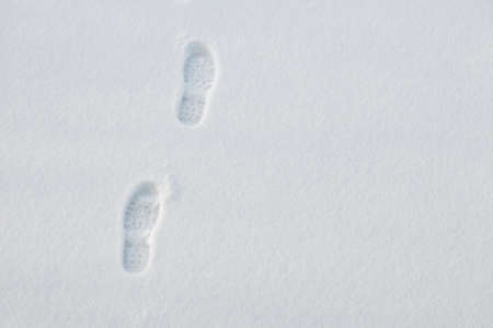 Footprints in fresh snowの写真素材