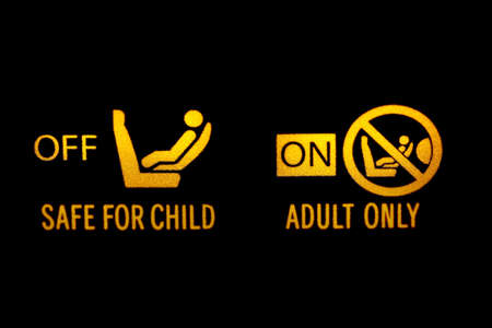 Passenger airbag on and off signsの写真素材