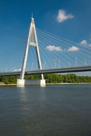 Cable-stayed bridge for a highwayの写真素材