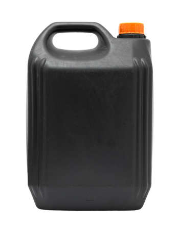 Black plastic can isolated on white backgroundの写真素材