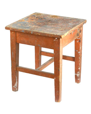 Old, stained, dirty wooden stoolの写真素材