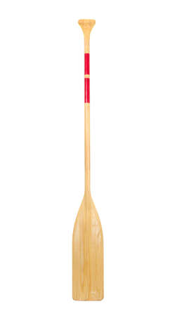 Wooden paddle isolated on white backgroundの写真素材