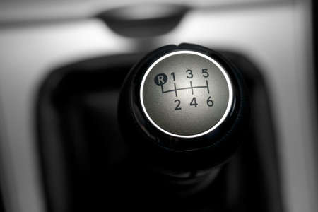 6 speed gearstick of a carの写真素材