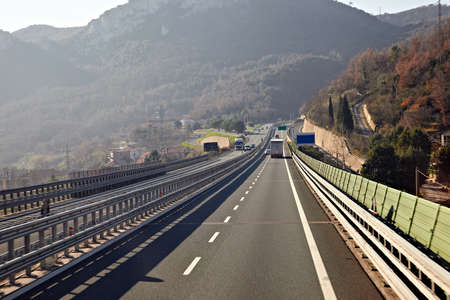 Highway between mountainsの写真素材
