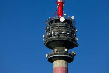 Transmitter tower with many antennasの写真素材