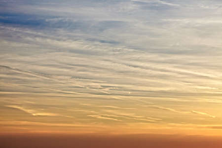 Sunset sky with thin cloudsの写真素材