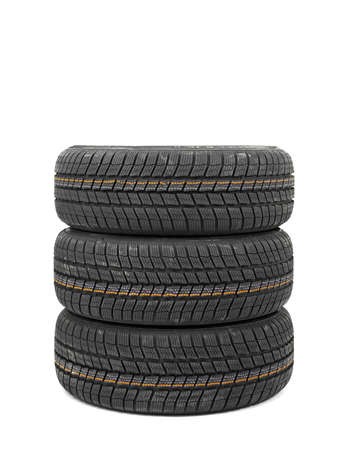 New winter tyres in a pileの写真素材