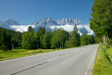 Scenic road in the Dolomitesの写真素材