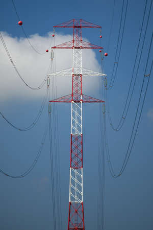 High voltage electric line columnの写真素材