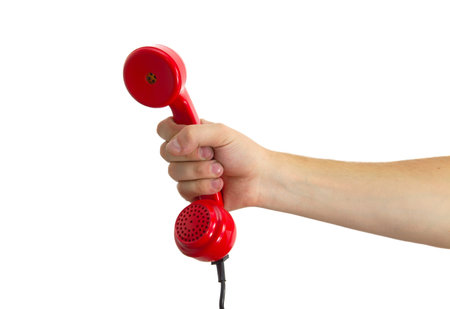 Telephone receiver in hand