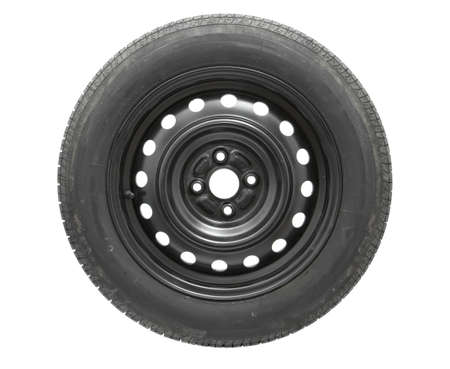 Wheel of a car isolated on whiteの写真素材