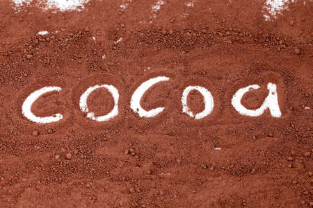 Cocoa written in ground cocoa powderの写真素材