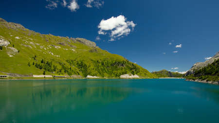 Lake Fedaia in the Dolomites, Italyの写真素材