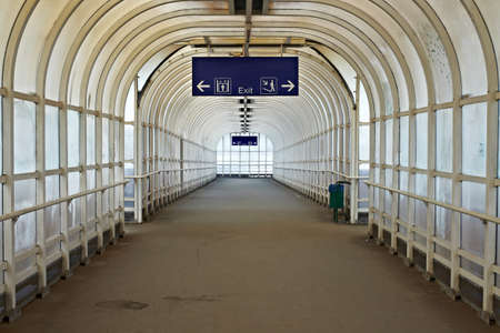 Pedestrian passage hallway with exitsの写真素材