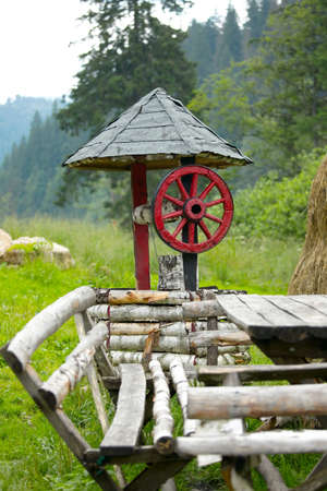 Old wooden wellの写真素材