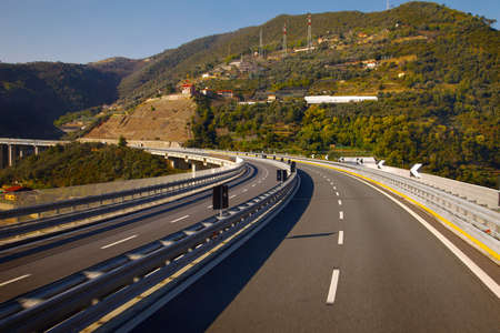 Highway with viaduct in a mediterranean landscapeの写真素材
