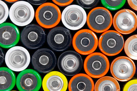 Background of many AA batteriesの写真素材