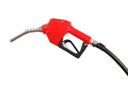 Fuel nozzle with hose isolated on white backgroundの写真素材