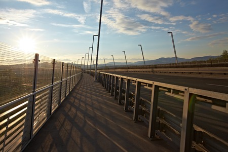 Highway over a bridge with little trafficの写真素材