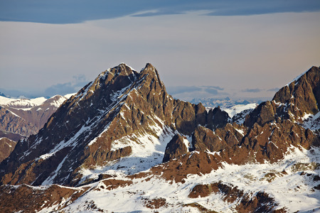 High mountain range in winterの写真素材