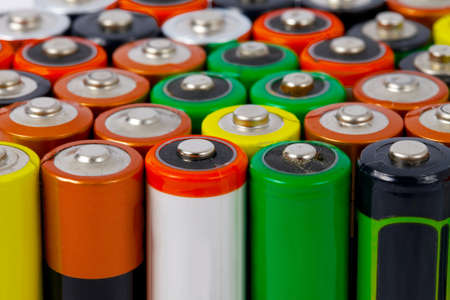 Background of many AA batteriesの写真素材