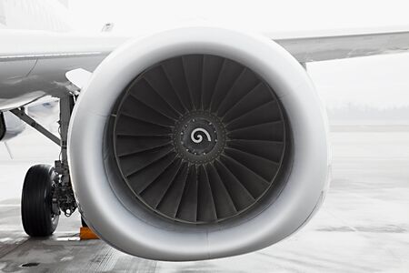 Jet engine of a new aircraftの写真素材