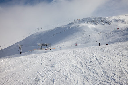 Ski slope in cold weather