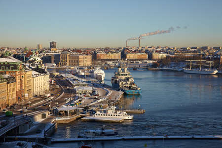 Stockholm in the light og the rising sunの写真素材