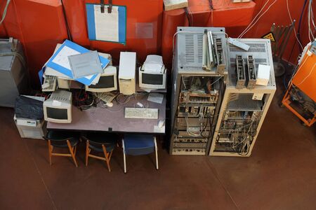Old Computers in a nuclear research facilityの写真素材