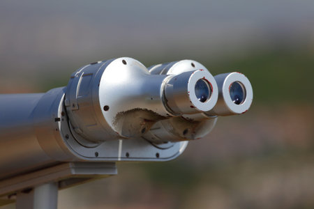 Binoculars at a scenic viewpoint