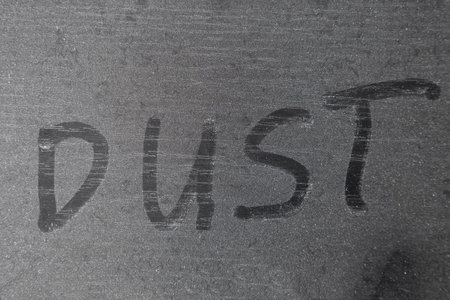 Dusty surface with written markingの写真素材