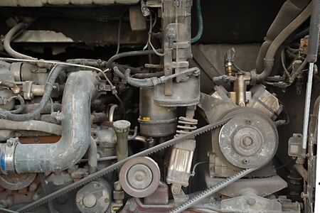 Detail of a big bus engineの写真素材
