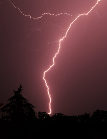 Lightning strikes from the evening sky