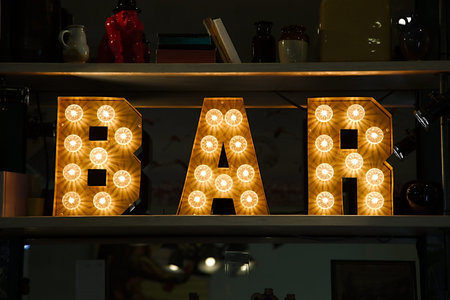 Bar sign made of light