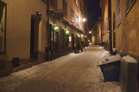 Narrow streets of Stockholm's old townの写真素材