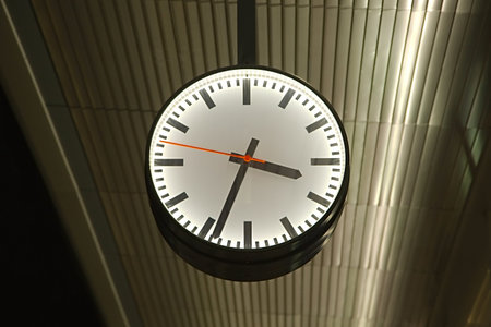 Analogue clock on a railway station