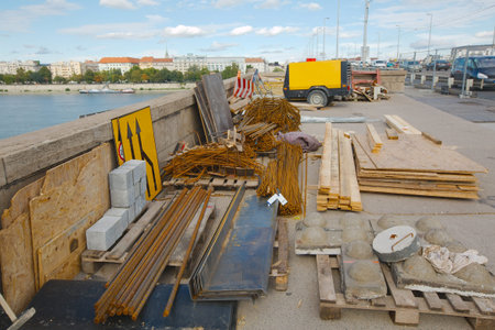 Construction site with building material