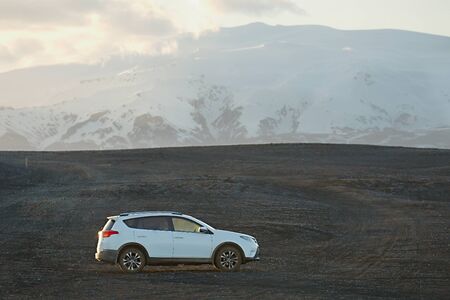 VIK, ICELAND - MAY 08, 2015. Toyota RAV4 four wheel drive SUV being used on Iceland's unpaved roads and terrain.のeditorial素材