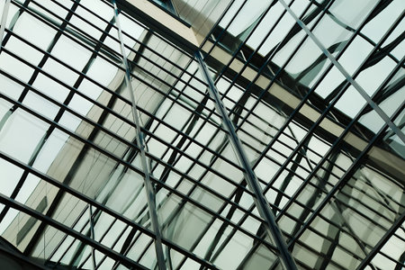 Modern office building detail, glass surface