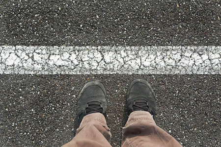 Not crossing the line conceptの写真素材