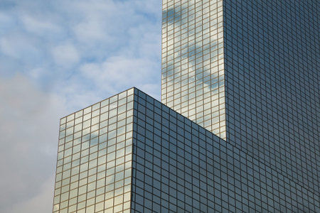 Modern office building detail, glass surface