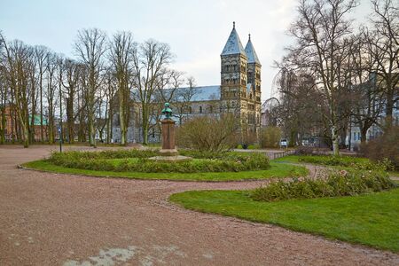 Cathedral and park in Lund, Swedenの写真素材