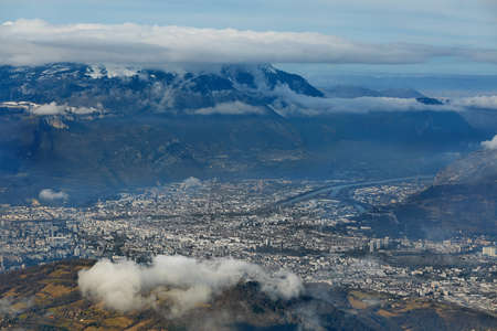 View of Grenoble in the French Alpsの写真素材