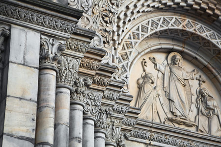 Decorated columns of a cathedral enrance