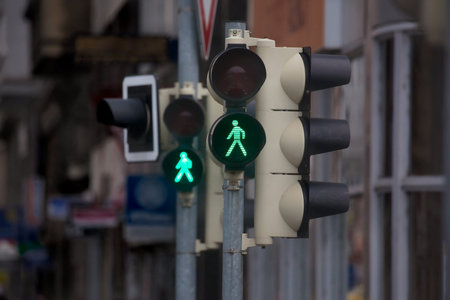 Green traffic light for pedestrians