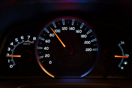 Speedometer of a car illuminated