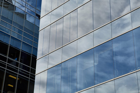 Modern office building detail, glass surface